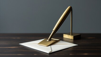 serene workspace with pen and paper on desk illustration