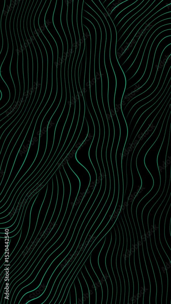 Aufkleber abstract black waves with cyan blue lines minimal elegant motion background. vertical looped video a