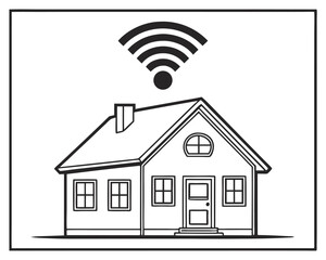 Smart Home Technology Concept With Wireless Connection And House Vector