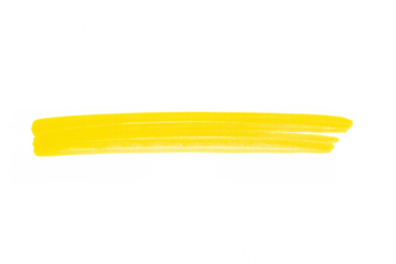 Vibrant yellow paint brush stroke isolated on transparent background, adding a touch of color and texture to designs