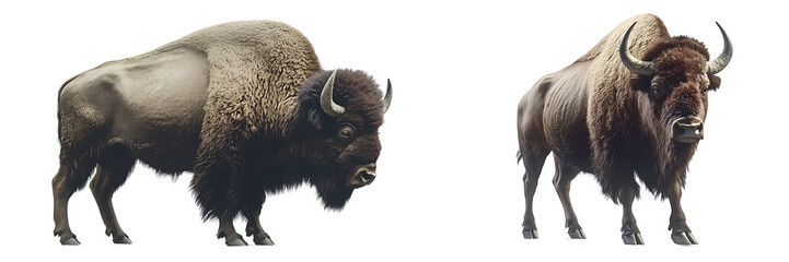 Set of a bison, isolated on a transparent background.