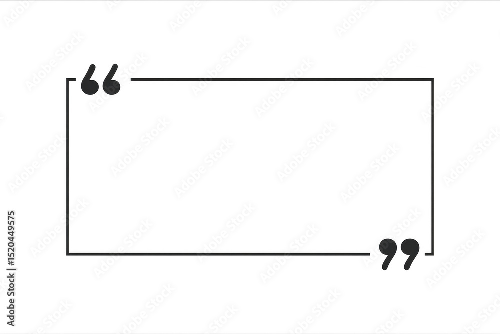 Aufkleber Rectangular quote frame with quotation marks is ready for custom text on transparent background