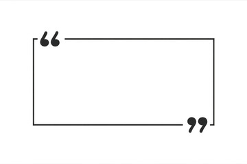 Rectangular quote frame with quotation marks is ready for custom text on transparent background