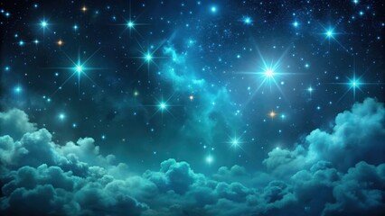 Dark blue night sky with scattered clouds and stars twinkling in the darkness, dark teal, galaxy,  dark teal, galaxy, universe