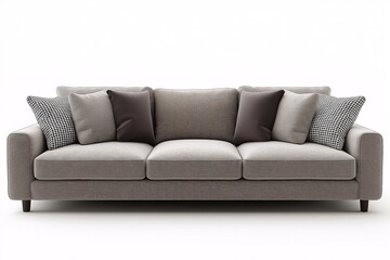 Modern Comfortable Grey Sofa. Contemporary Interior Decor for Living Room Elegance