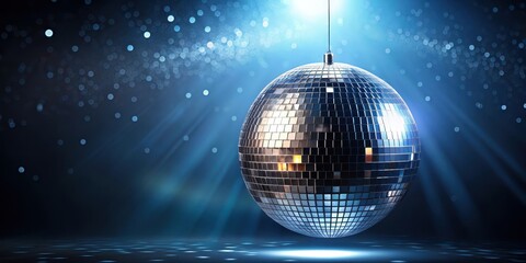 Fototapeta premium Sparkling disco ball suspended from ceiling