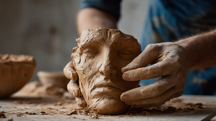 Contemporary Ceramics Workshop: Handmade Clay Art Sculptures with Detailed Facial Features