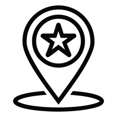Location pin icon with star line art style isolated on white background