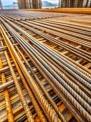 Rebar steel reinforcement in construction site