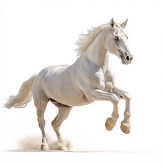 Obraz premium Majestic White Horse Rearing in Nature - Elegant and Powerful Animal Photography