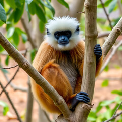 Naklejka premium White Cheeked Gibbon or Lar Gibbon