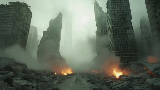 Abandoned city after nuclear apocalypse