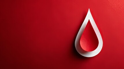 a single drop of blood on a red background.