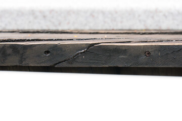 Cracked and Weathered Wooden Plank Close-Up