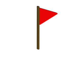 Simple 3D illustration of a red pennant icon