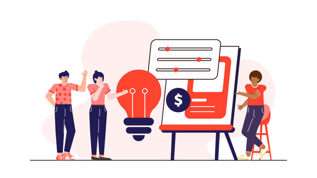 Three people near a whiteboard discussing moneymaking ideas, perfect for business presentations, finance concepts, entrepreneurship articles, and marketing graphics.