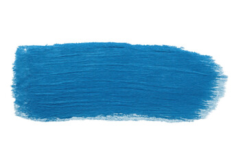 Blue paint brush stroke creating textured banner with vibrant hue, isolated on transparent background for graphic design enhancement