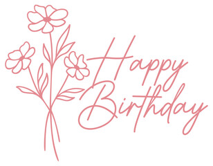 Happy Birthday | Floral Bday Artwork | Wildflower Birthday Vector Art