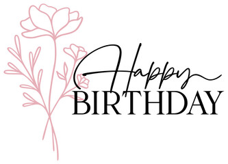 Happy Birthday | Floral Bday Artwork | Wildflower Birthday Vector Art