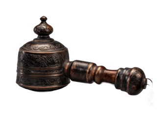 Detailed Shot of an Ornate Ritual Bell Used in Tibetan Buddhist Practices