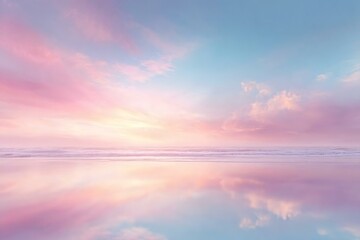 Fototapeta premium Tranquil Sunset Over Calm Waters with Soft Pink and Blue Hues