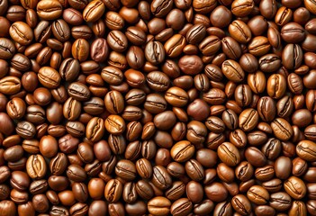 Fototapeta premium Stylized coffee bean vector icons arranged in a dynamic pattern, pattern, element