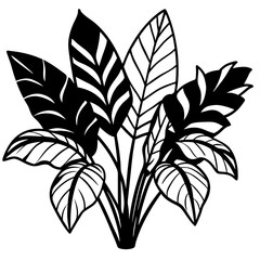 Tropical Jungle Leaves Bundle – White Background Vector