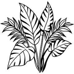 Tropical Jungle Leaves Bundle – White Background Vector