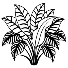 Simple Tropical Leaf Set – Vector on White