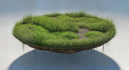 a close up of a piece of grass with a tree on it