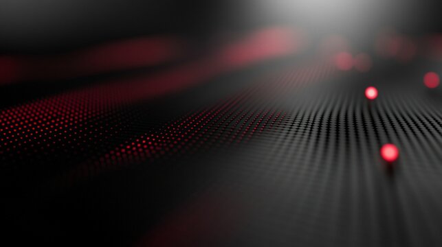 Abstract Dark Surface with Red Glowing Dots and Bokeh