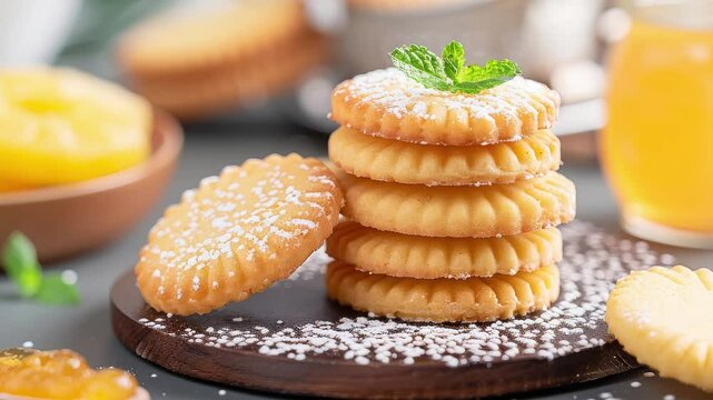 Traditional pineapple jam-filled cookies, homely atmosphere