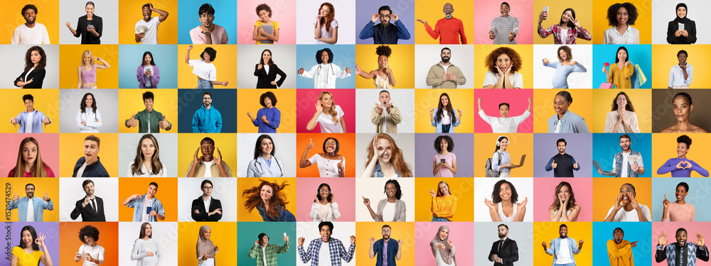 Poster a vibrant collection of portraits presents individuals from diverse backgrounds. each person display