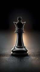 A beautifully crafted black chess king piece illuminated against a dark background, symbolizing strategy and intelligence.