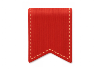 Red bookmark ribbon with decorative stitching isolated on transparent background, perfect for scrapbooking or crafts