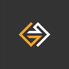 letter G arrow direction concept logo design vector template