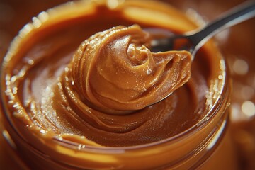 Creamy Peanut Butter Spread. Organic and Delicious Food Ingredient for Desserts, Snacks, and Breakfasts