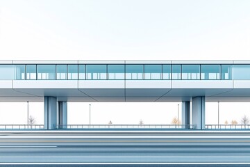 Fototapeta premium Modern Urban Bridge Architecture. Aerial Views of a Minimalistic State-of-the-Art Suspension Highway