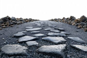 Scenic Asphalt Road with Natural Textural Contrast. Perfect Rural Path for Travel Destination Photography