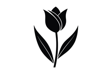 Tulip black silhouette isolated on white background