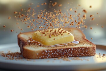 Golden Brown Butter Toast with Sprinkles - Artisan Breakfast Meal for a Creative Morning Delight