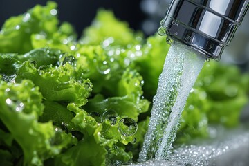 Fresh Organic Green Lettuce. Clean and Crisp Salad Vegetable for Healthy Cooking and Nutrition