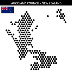 Big hexagonal dotted map of auckland-council in New Zealand