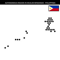 Big hexagonal dotted map of autonomous-region-in-muslim-mindanao in Philippines