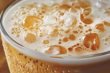 Refreshing Cold Fizzy Beverages. Iced Mocktails and Coffee with Frothy Creamy Pour - Beverage Photography Close-Up