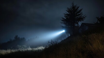 Fototapeta premium Mysterious night, beam of light