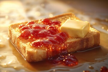 Delicious Toast with Jelly for a Classic Comfort Food Breakfast - Easy Homemade Recipe on a Wooden Table Spread