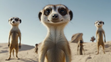 Fototapeta premium Cute meerkats in desert