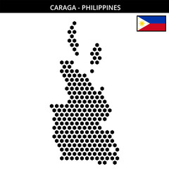 Big hexagonal dotted map of caraga in Philippines