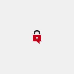 Secured chat logo icon flat vector design